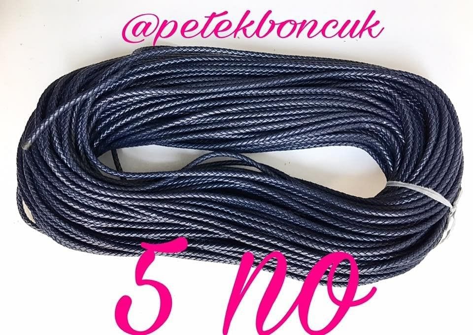 Round Artificial Knitted Leather-7mm-5 navy blue