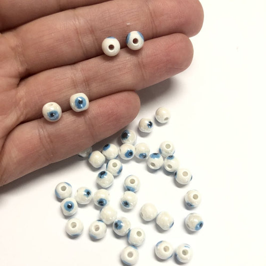 5mm Yuvarlak Seramik Boncuk - Beyaz