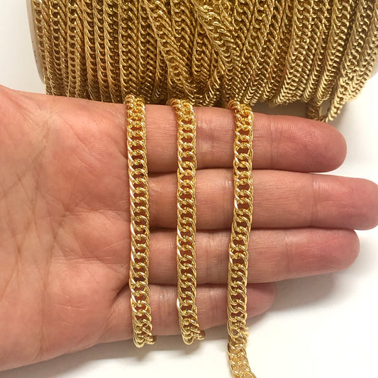 Altın Kaplama 6 mm Çift Halkalı Zincir