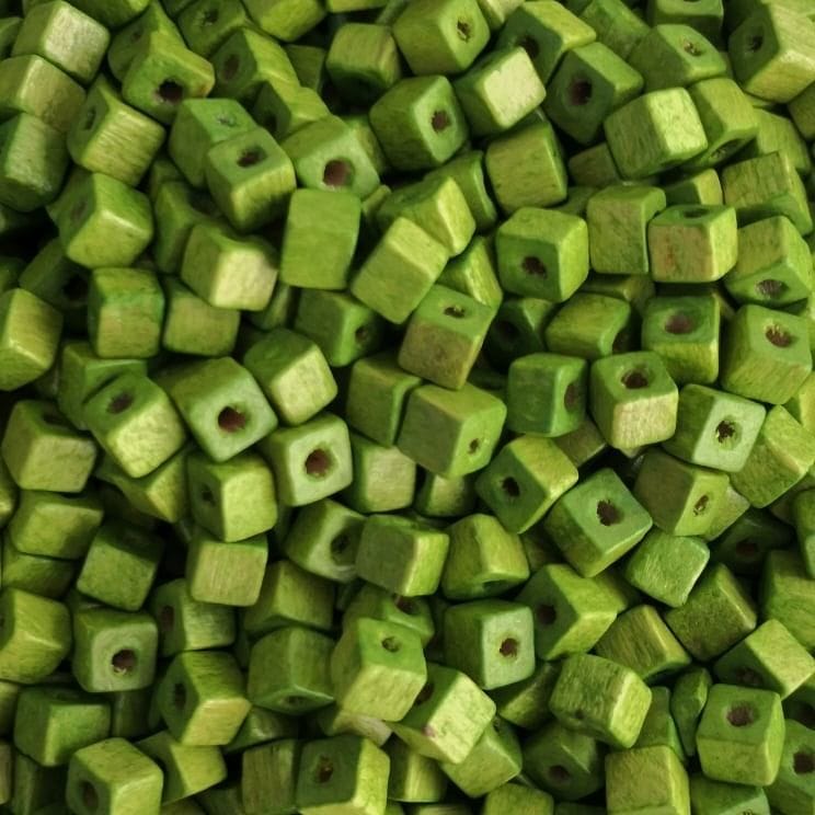 5x5mm Cube Wooden Beads 4 - Light Green