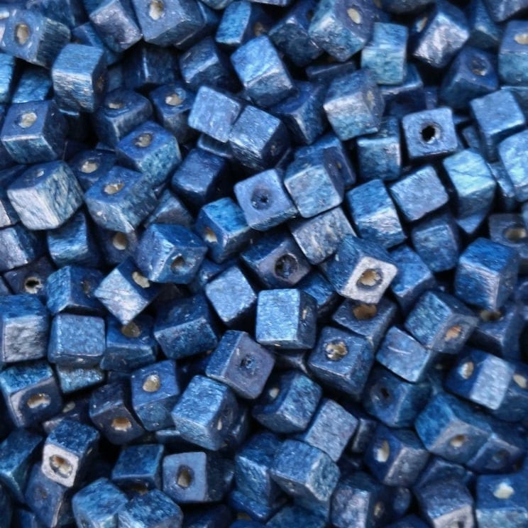 5x5mm Küp Ahşap Boncuk 5 - Lacivert