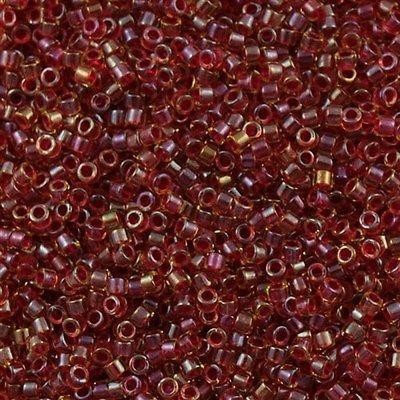 Miyuki Beads, Miyuki Delica 11/0 DB0282 Lined Amber/Vermilion