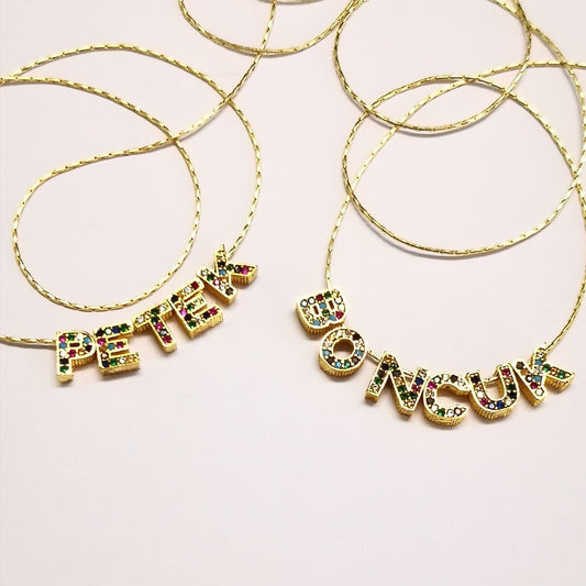 Altın Kaplama Zirkon Taşlı Harf