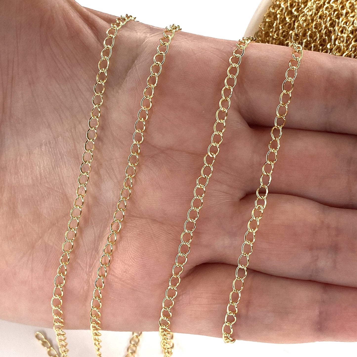 Gold Plated Extension Chain 3x5 mm