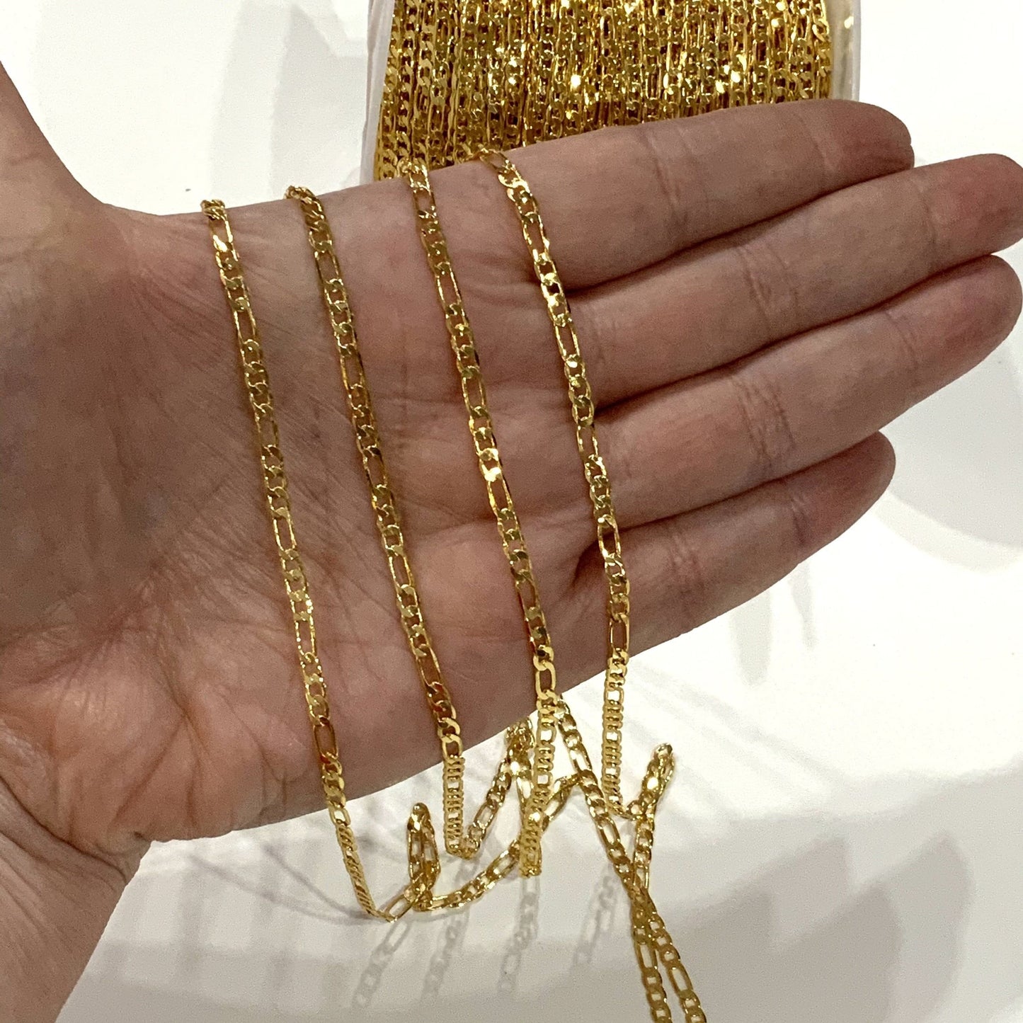 Gold Plated 3.7mm Figaro Chain