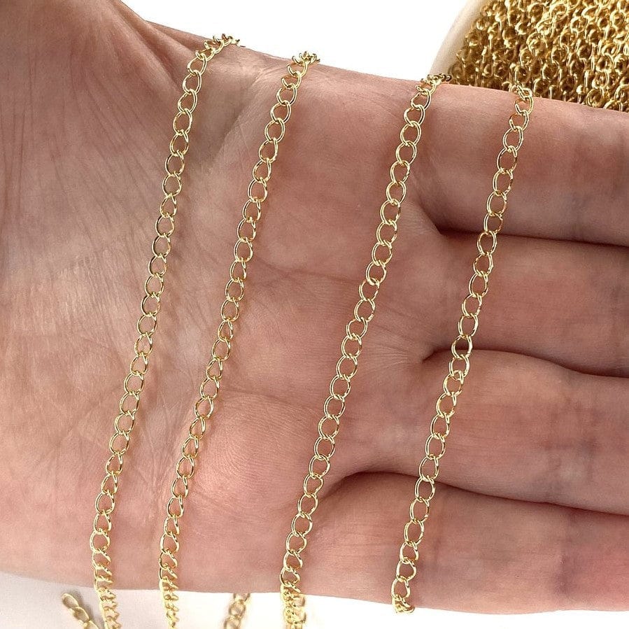 Gold Plated Small Extension Chain 3x4 mm