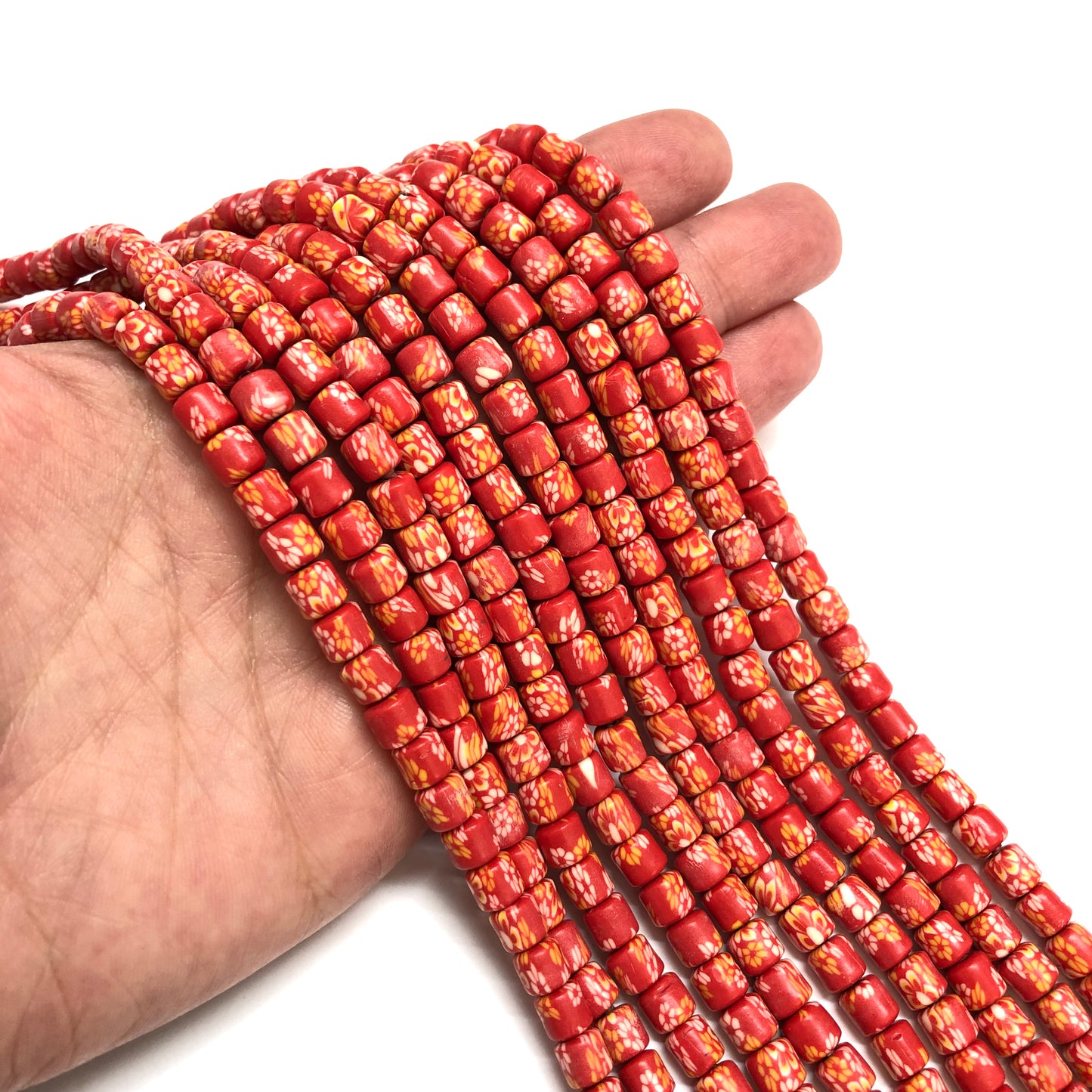 Polymer Clay Patterned Lino Beads - 8