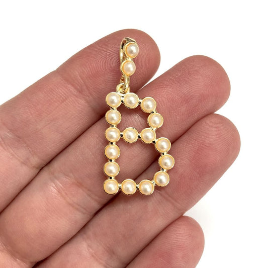 3MM Altın Kaplama İncili Harf Kolye Ucu