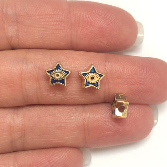 Altın Kaplama Mineli Yıldız Göz - Lacivert