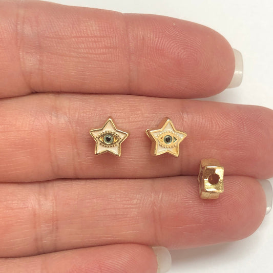 Altın Kaplama Mineli Yıldız Göz - Beyaz