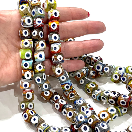 Küp Cam Nazar Boncuğu - Ebruli