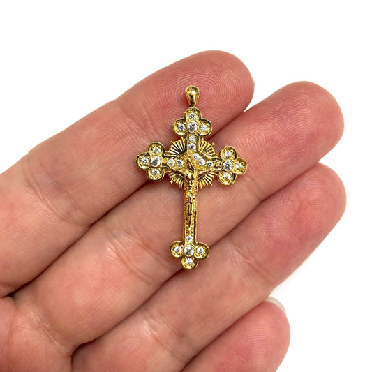 Altın Kaplama Zirkon Taşlı Hz. İsa ve Haç Kolye Ucu - 6