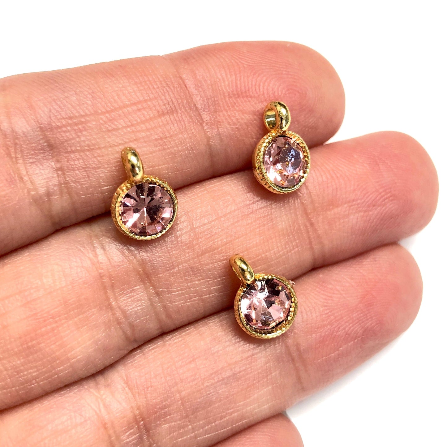 Altın Kaplama Swarovski Taşlı Sallantı Aparatı - Açık Pembe