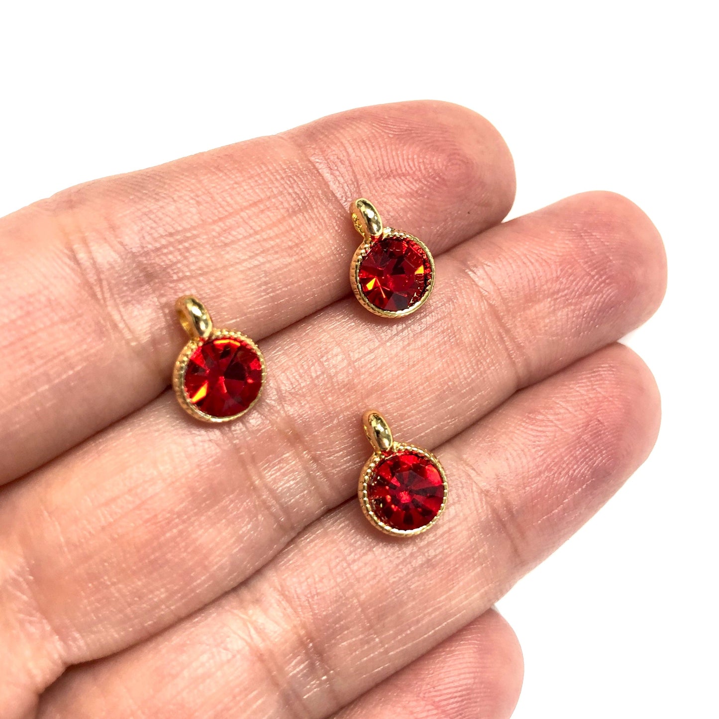 Gold Plated Swarovski Stone Rocking Bracket - Red