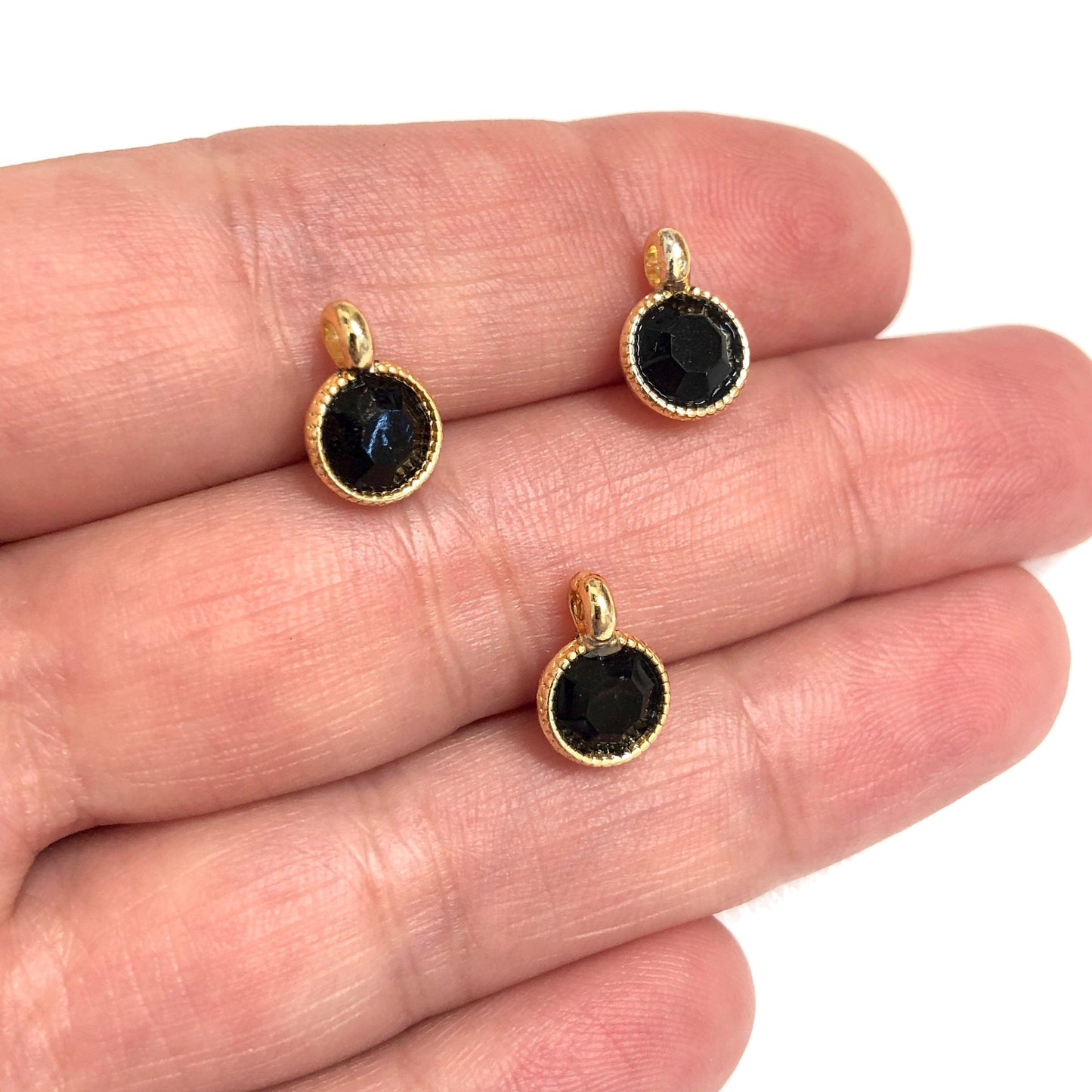 Gold Plated Swarovski Gemstone Rocker - Black