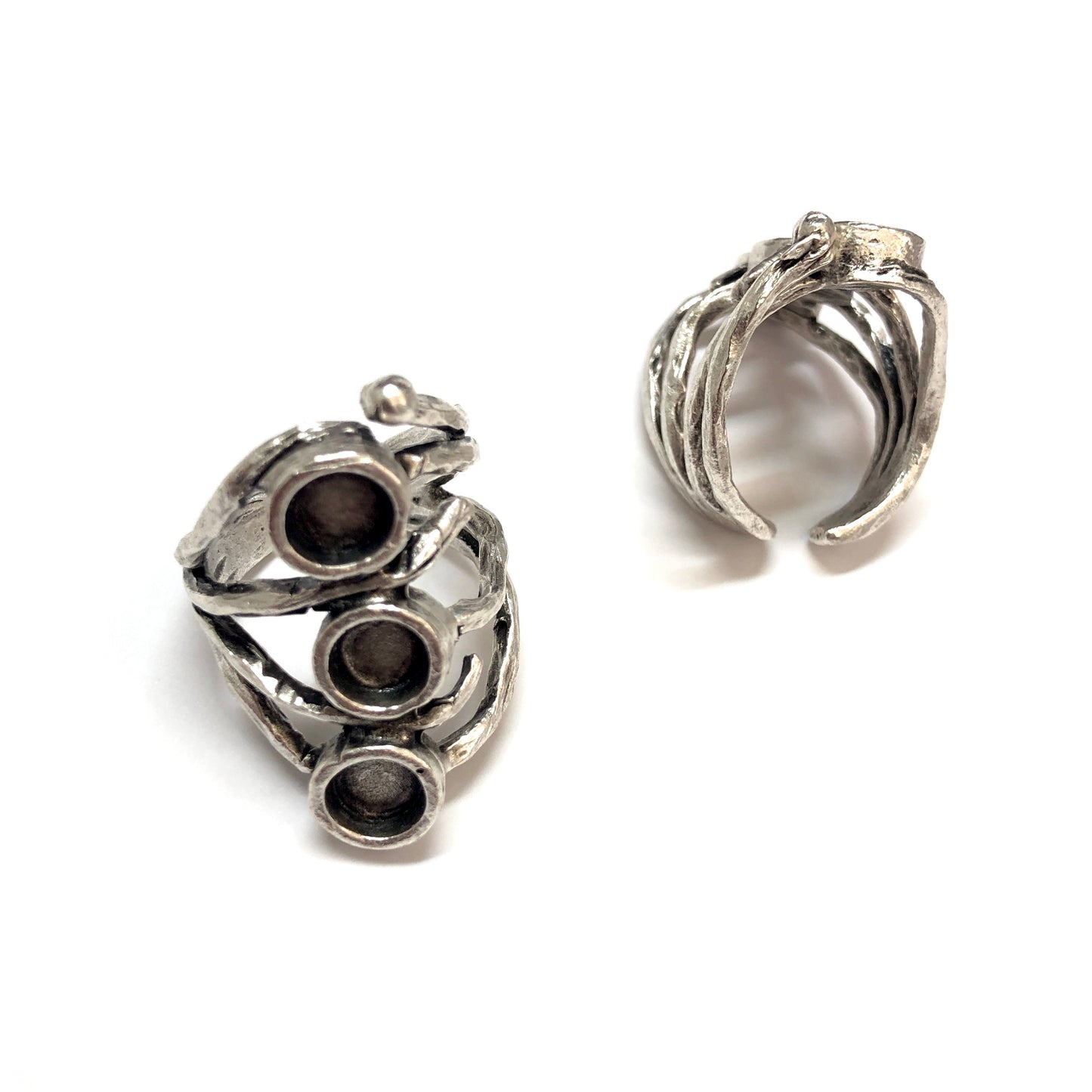 Antique Silver Plated Brass Ring - 20