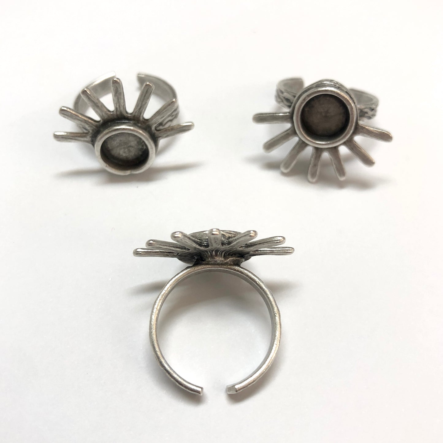 Antique Silver Plated Brass Ring - 5