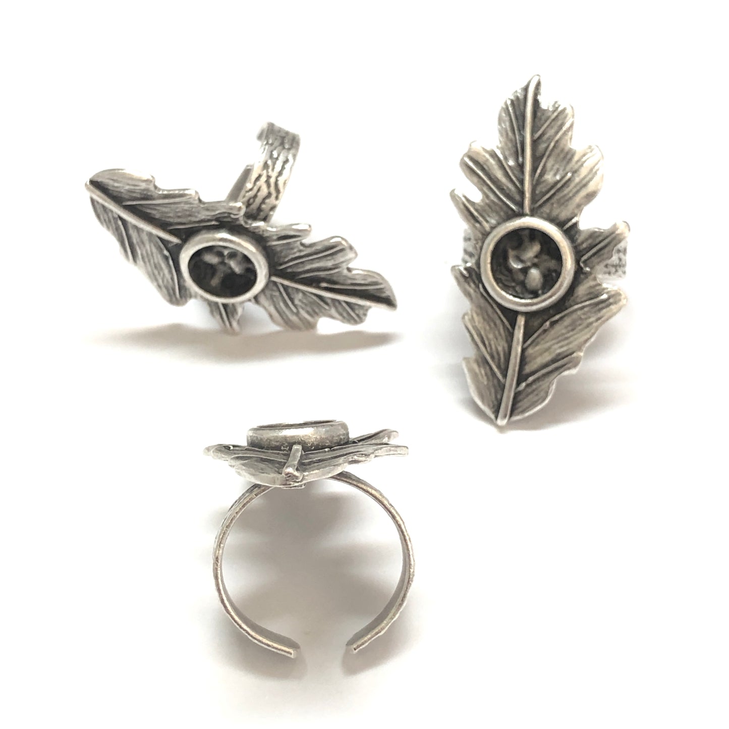 Antique Silver Plated Brass Ring - 28