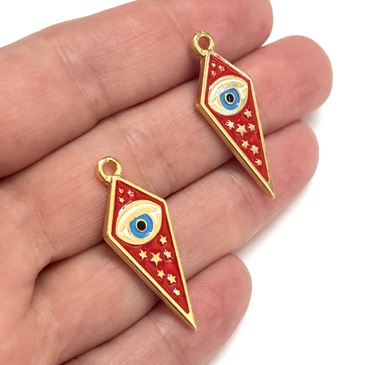Altın Kaplama Mineli Yıldızlı Göz - Kırmızı