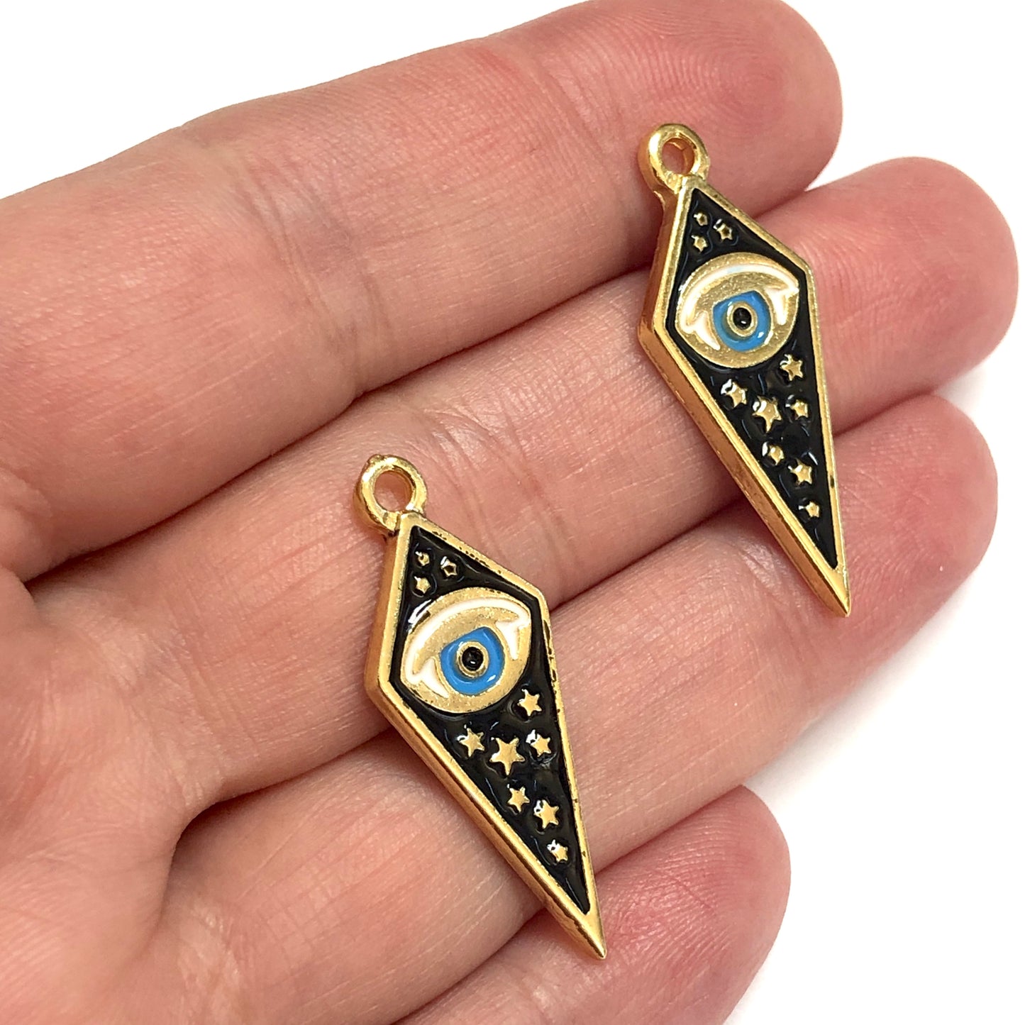 Gold Plated Enamel Star Eye - Black