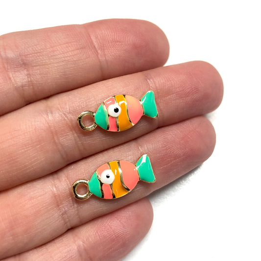Gold Plated Enamel Fish Pendant - 3