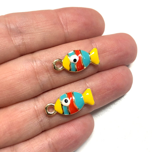 Gold Plated Enamel Fish Pendant - 5