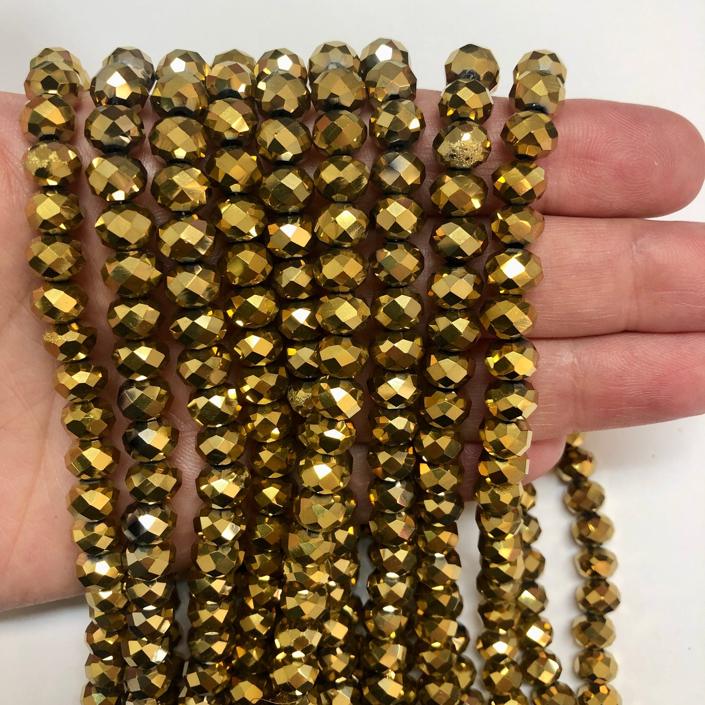 Kristal Boncuk, Çin Kristali-8mm-39 Janjan Altın