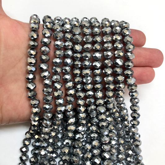 Kristal Boncuk, Çin Kristali-8mm-40 Janjan Gümüş