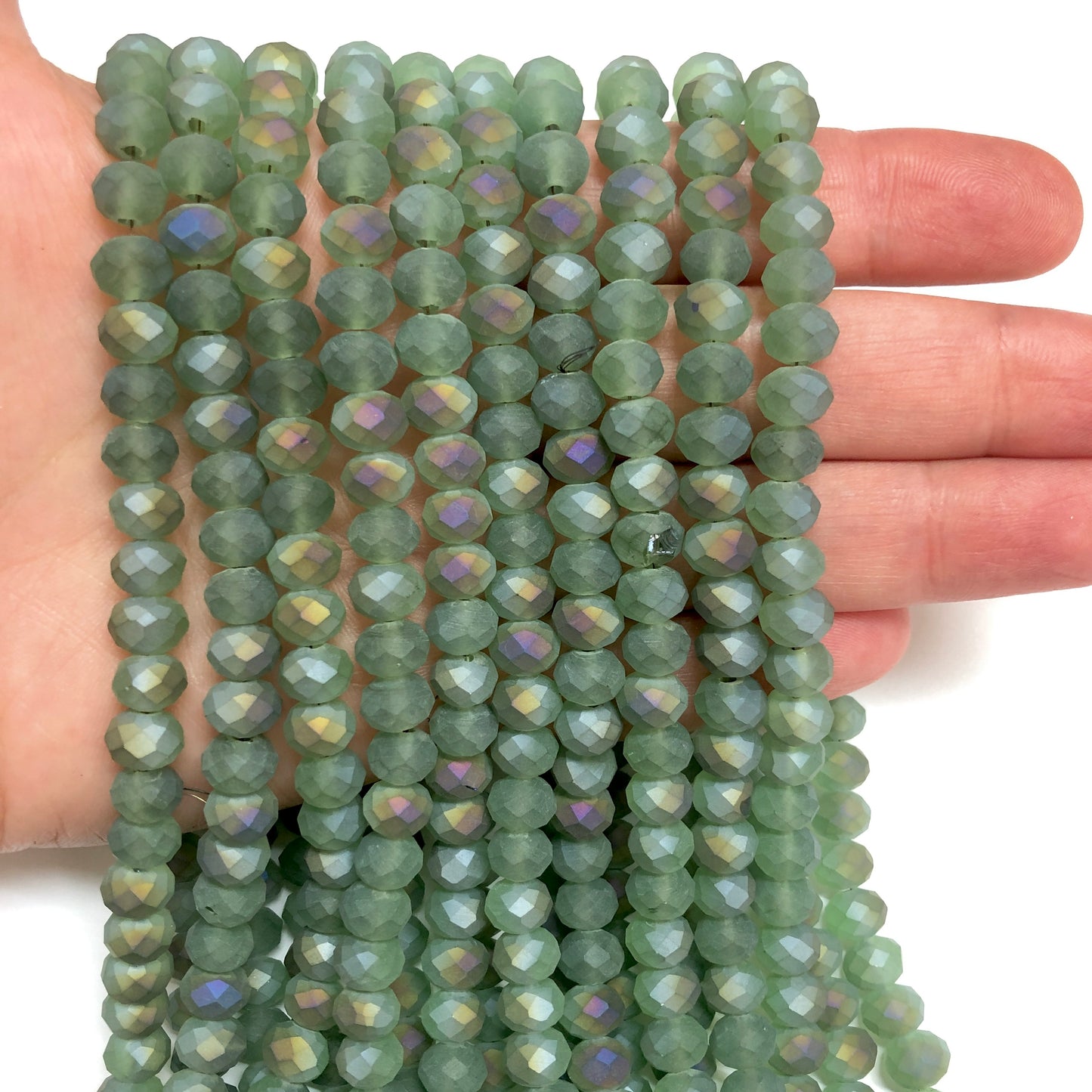 Kristal Boncuk, Çin Kristali-8mm-48 Mat Su Yeşili