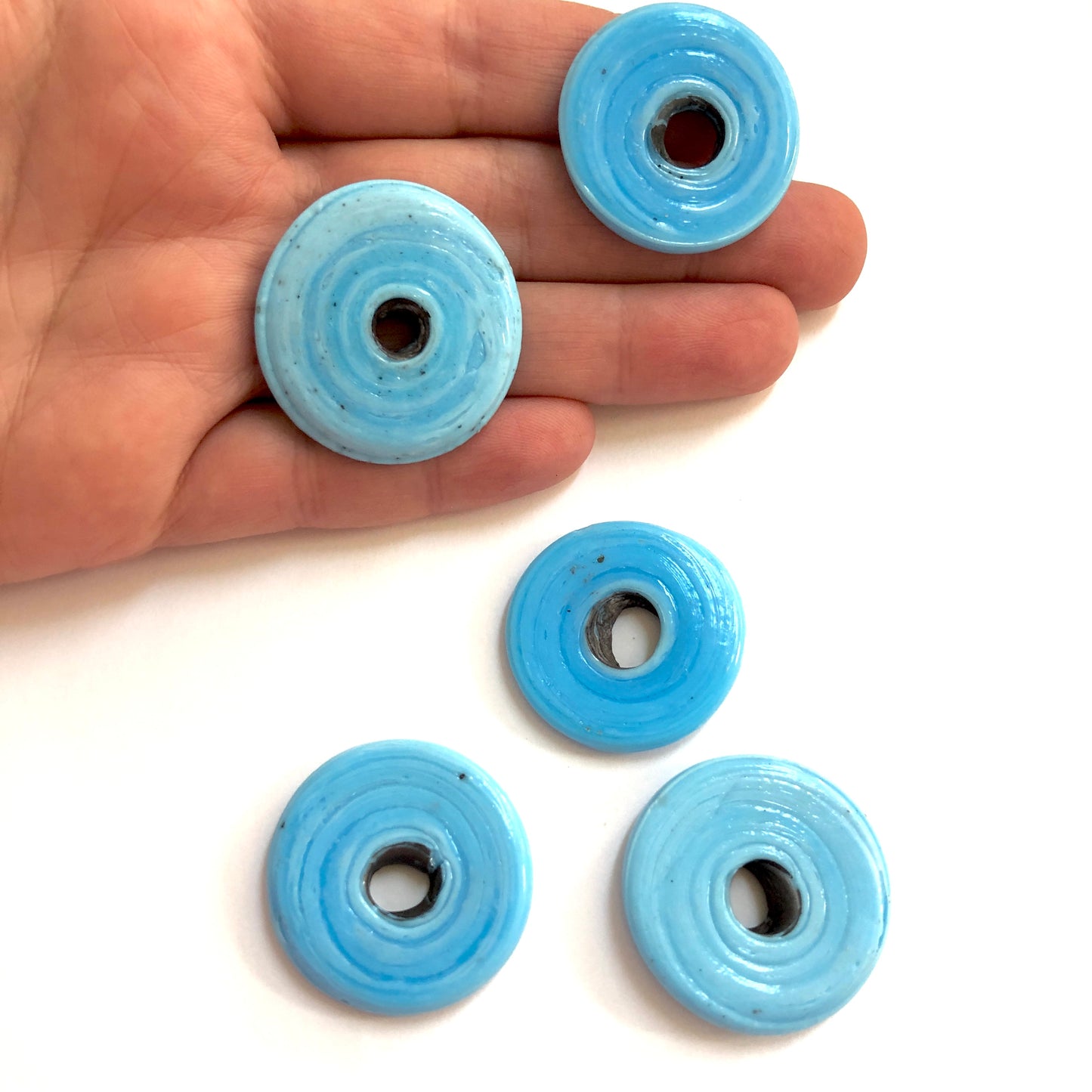 Halka Cam Ocak Boncuğu Orta Boy - Mavi