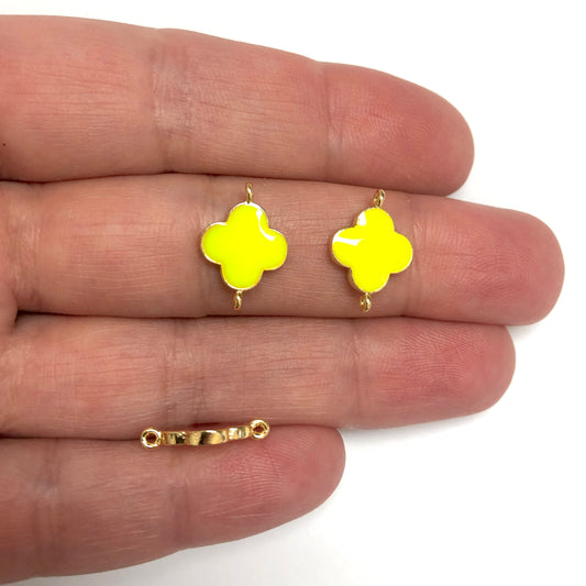 Gold Plated Enamel Clover Bracelet Apparatus -Red