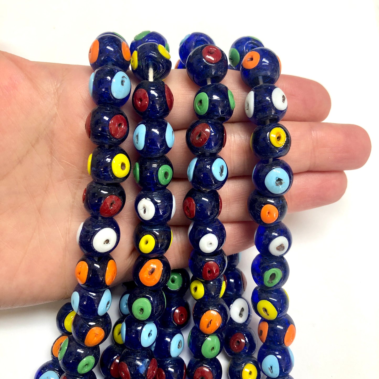 Handmade cylinder Colored Glass Hearth Bead (transparent)