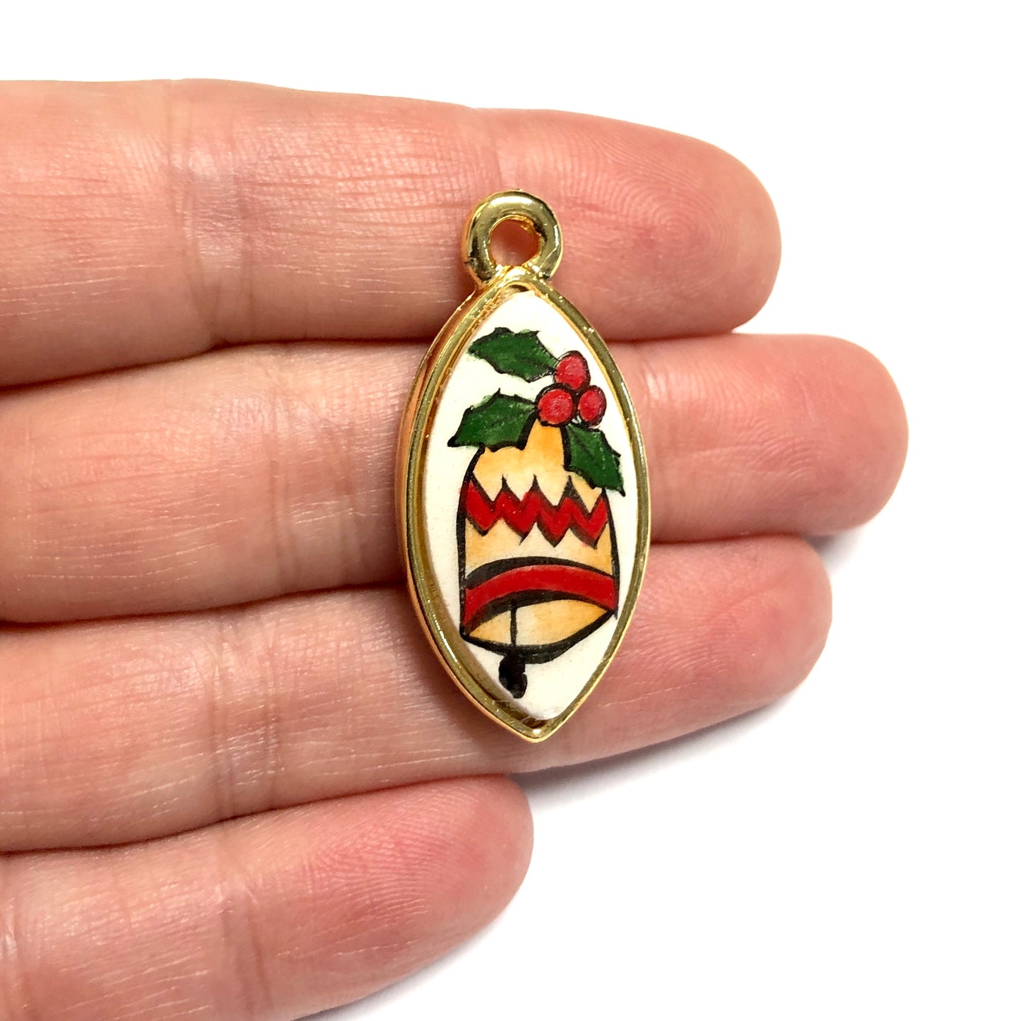 Altın Kaplama Seramik Yeni Yıl Kolye Ucu - 10