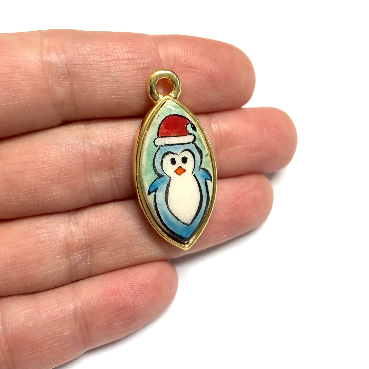 Altın Kaplama Seramik Yeni Yıl Kolye Ucu - 17