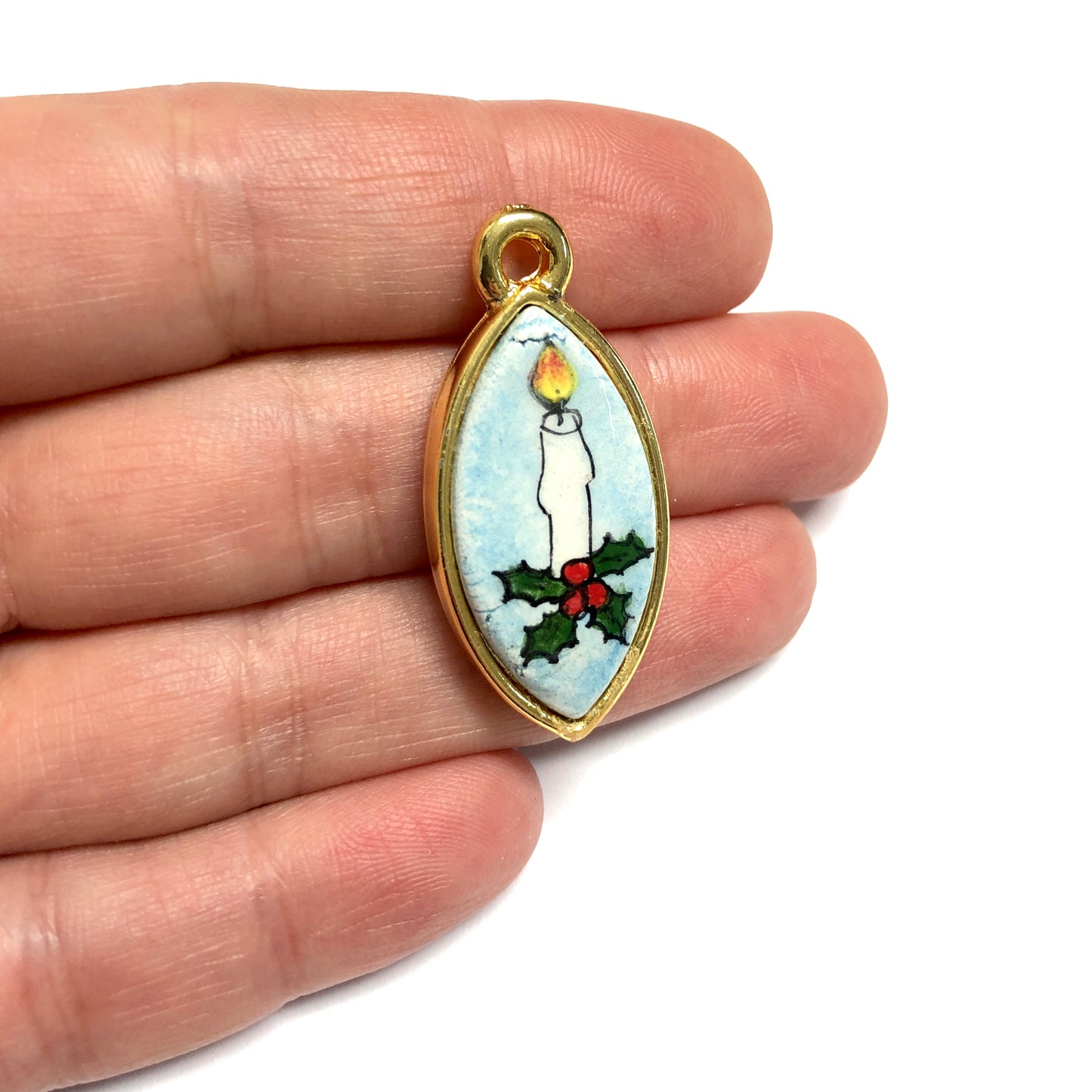 Altın Kaplama Seramik Yeni Yıl Kolye Ucu - 3