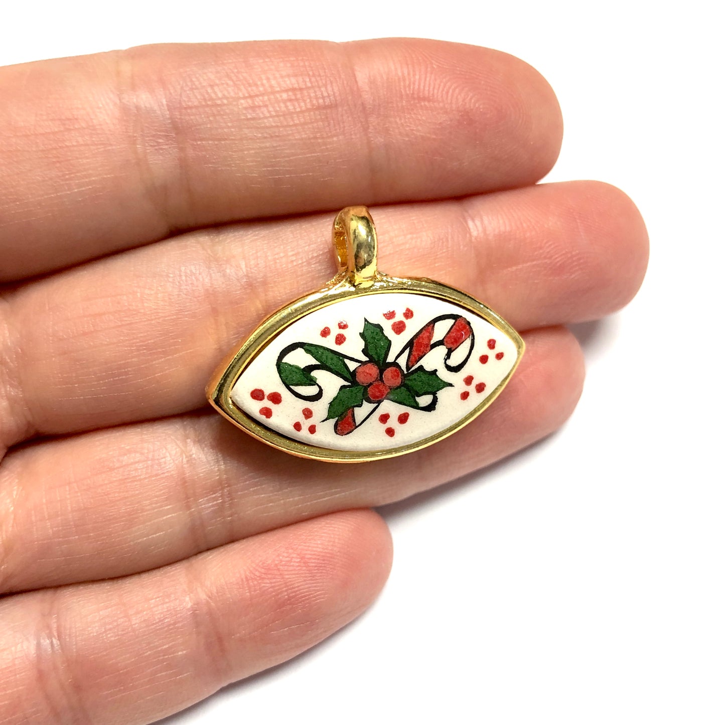 Altın Kaplama Seramik Yeni Yıl Kolye Ucu - 13