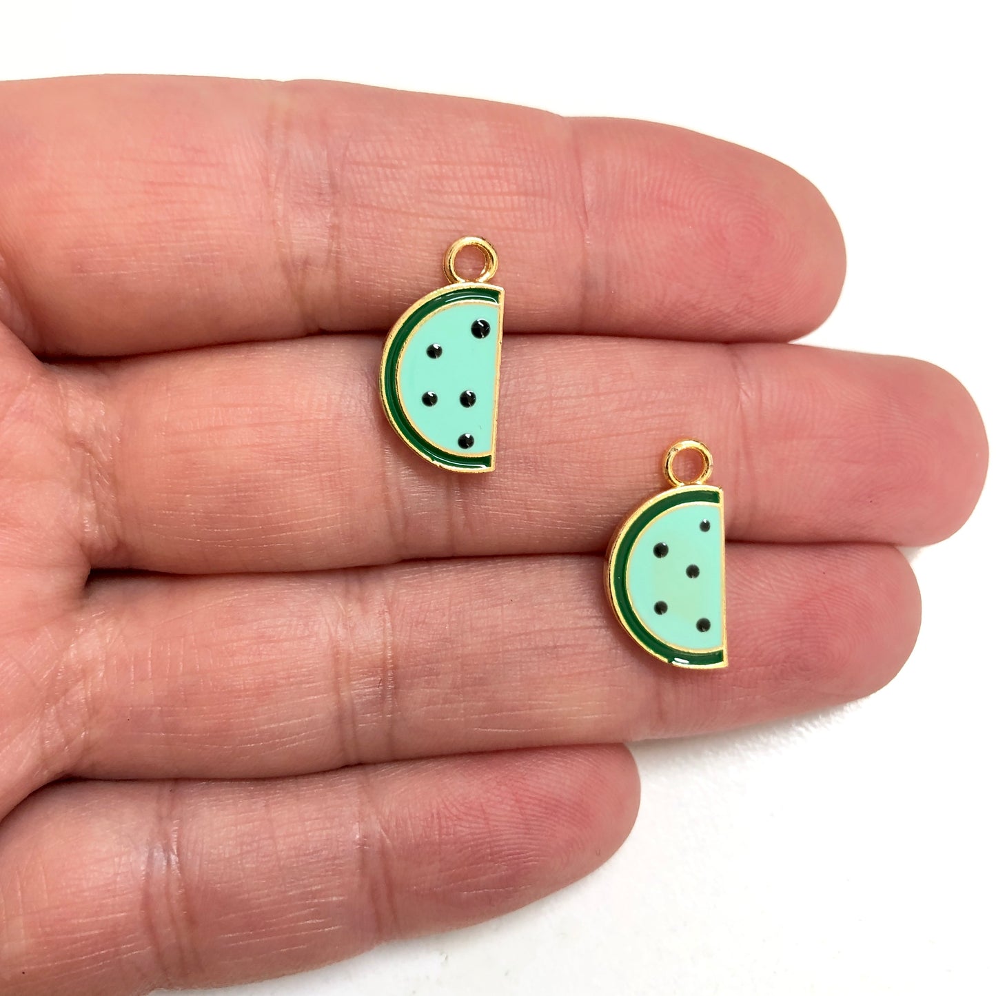 Gold Plated Enameled Watermelon Shaking Attachment - Neon Yellow