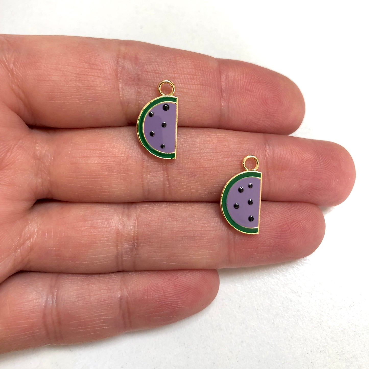 Gold Plated Enameled Watermelon Shaking Attachment - Neon Yellow