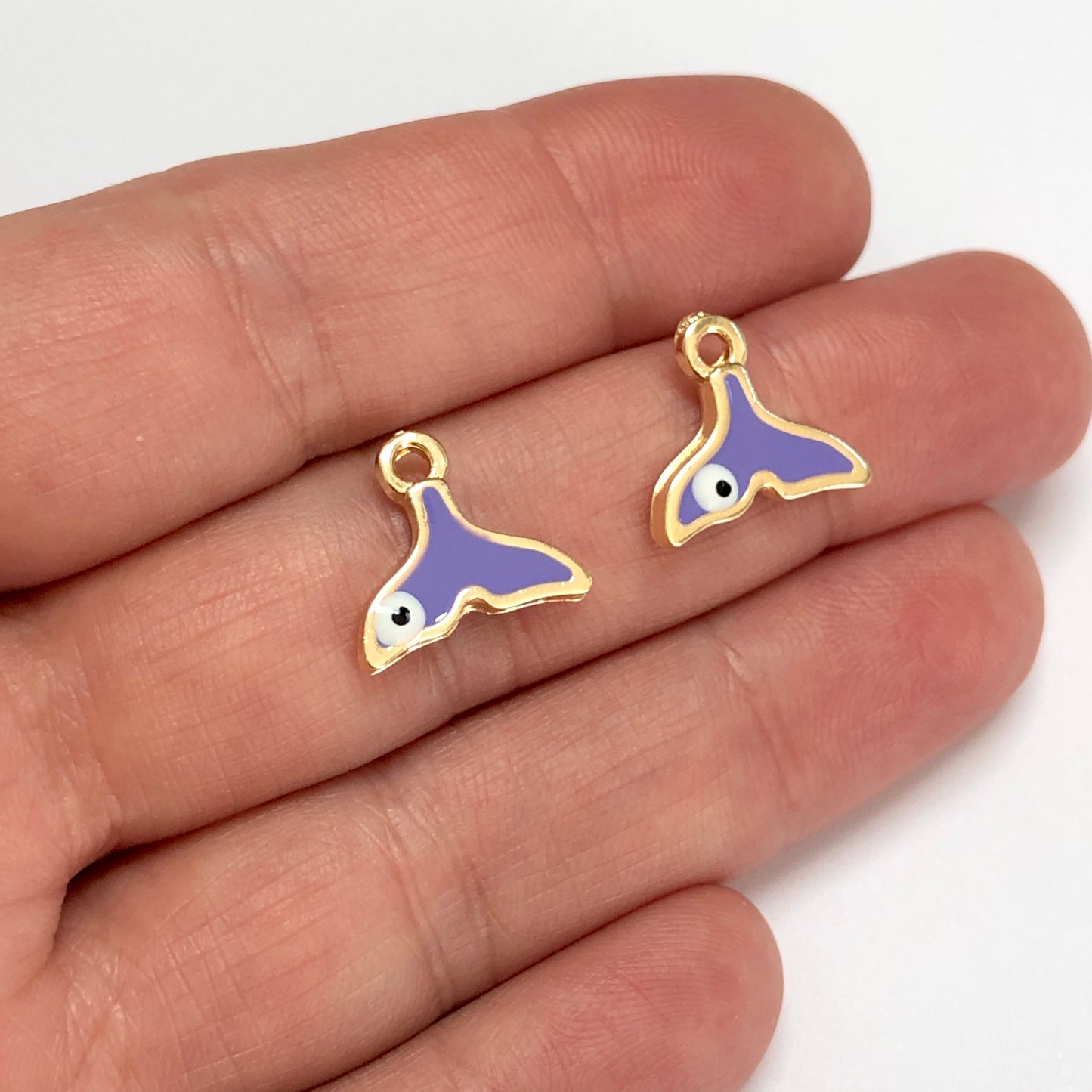 Gold Plated Enamel Whale Tail Apparatus - Navy Blue