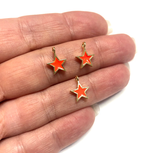 Gold Plated Enameled Star Shaking Bracket - Green