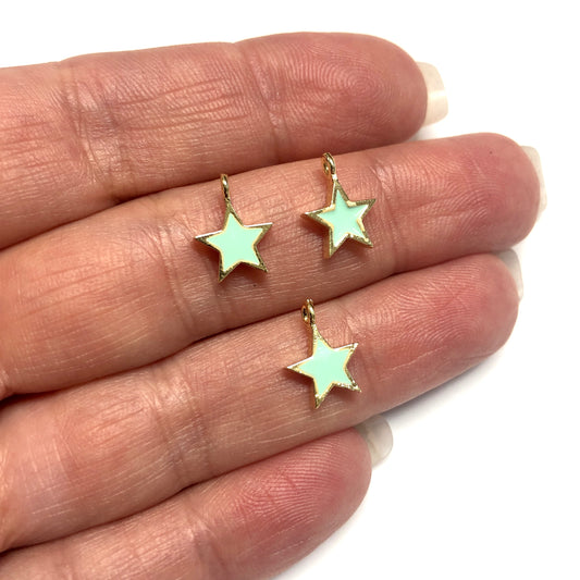 Gold Plated Enameled Star Shaking Bracket - Green