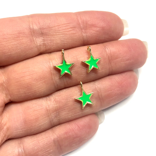 Gold Plated Enameled Star Shaking Bracket - Green