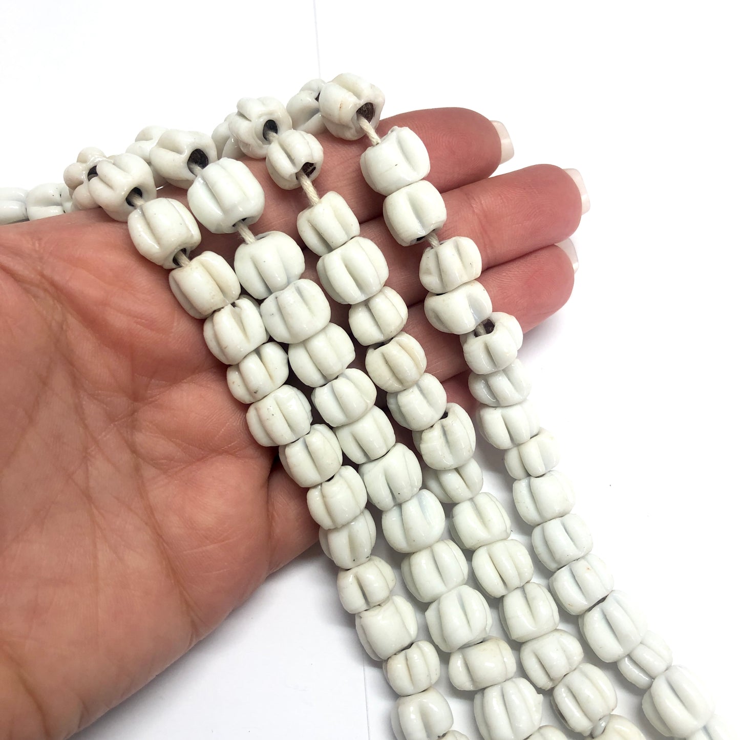 Makarna Cam Boncuk - Beyaz