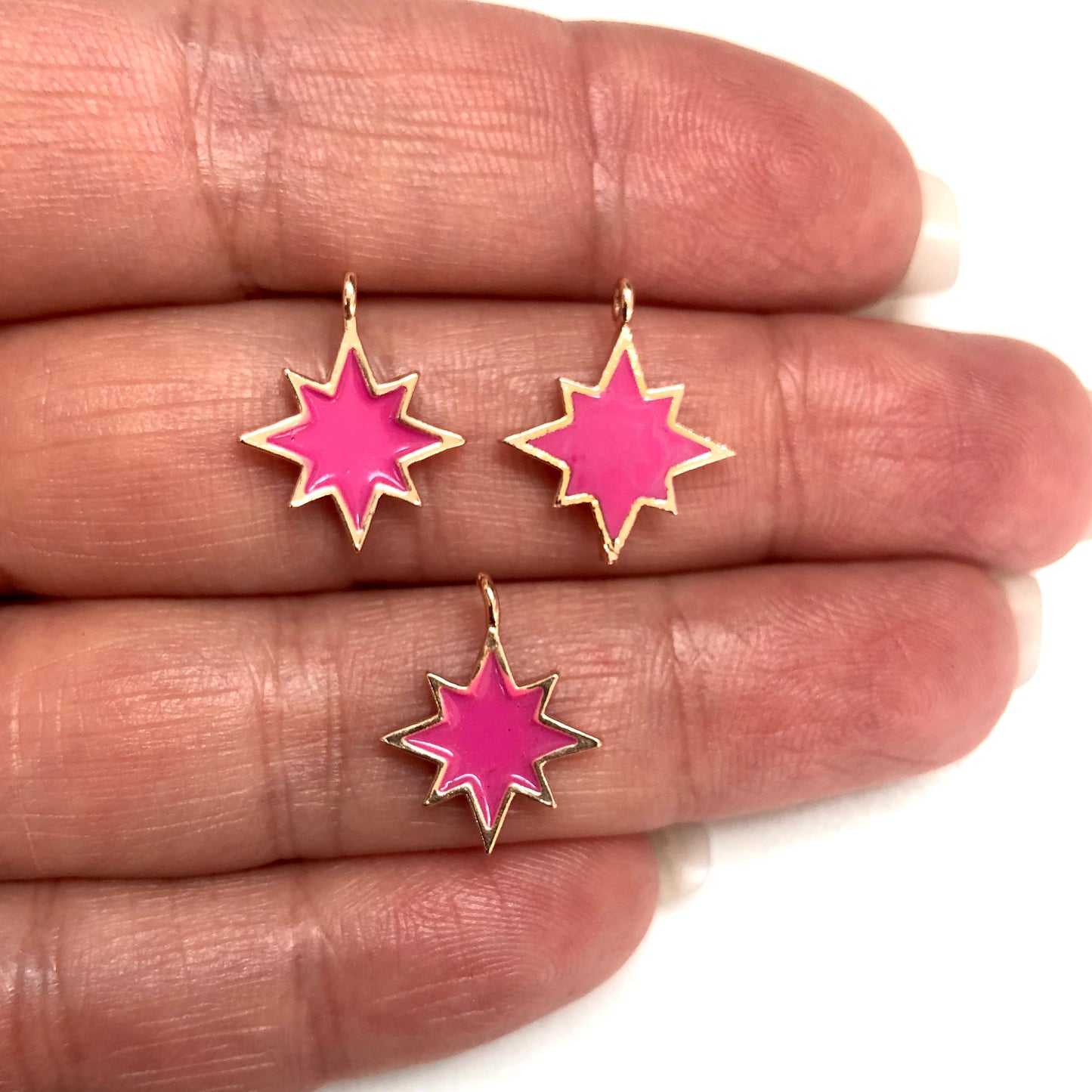 Rose Gold Plated Enameled Pole Star Rocking Bracket - Black