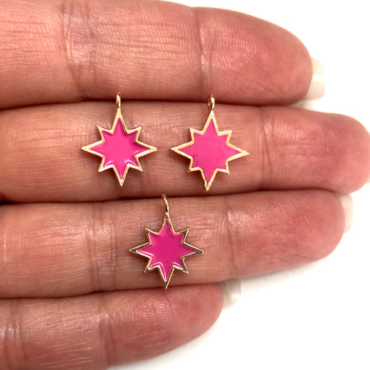 Rose Gold Plated Enameled Pole Star Rocking Bracket - Black