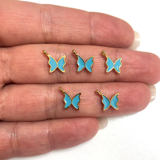 Gold-Plated Enamel Butterfly Shaking Attachment - Black