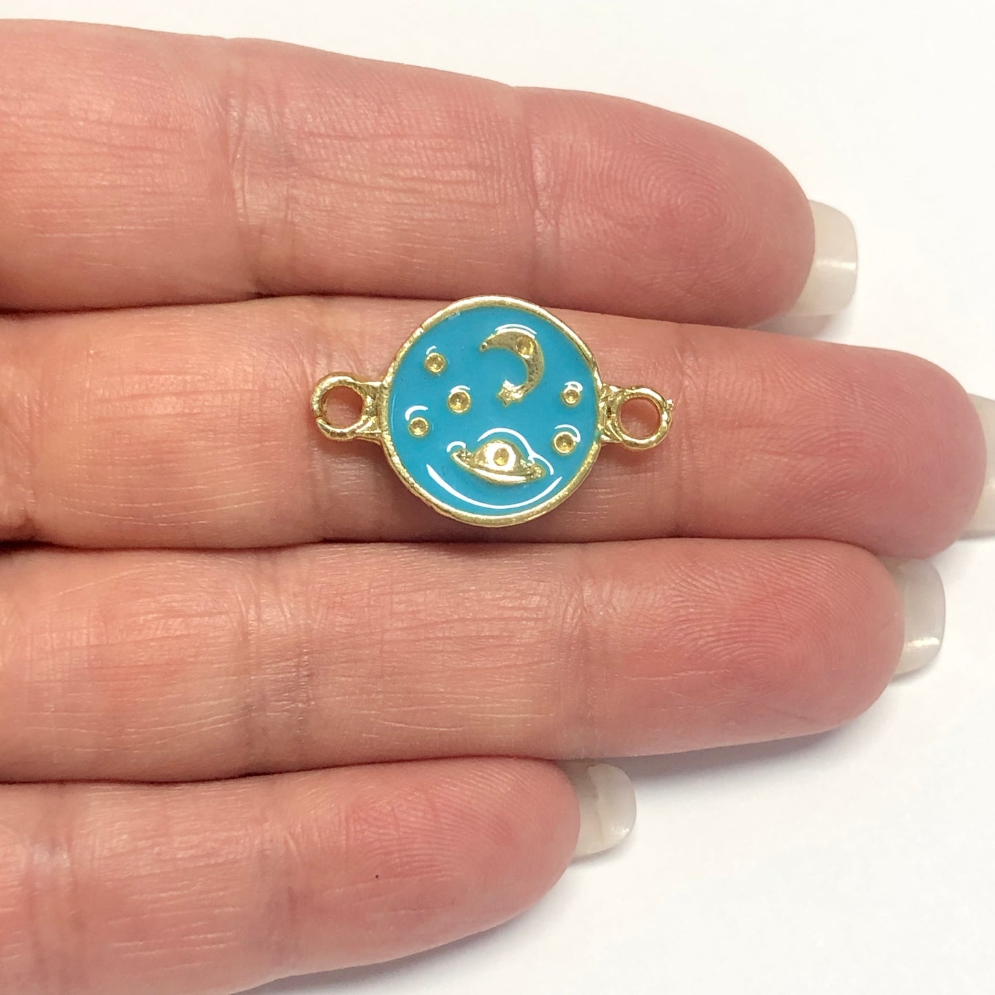 Handmade Washer Evil Eye Beads 13x5 Transparent Blue