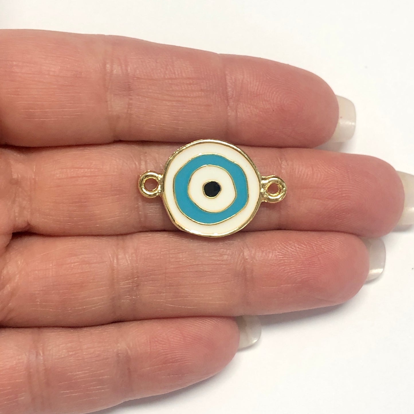 Handmade Washer Evil Eye Beads 13x5 Transparent Blue