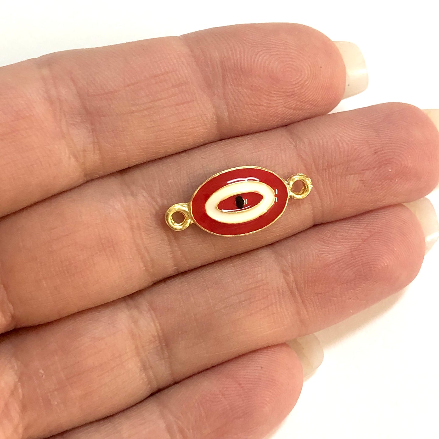 Handmade Washer Evil Eye Beads 13x5 Transparent Blue