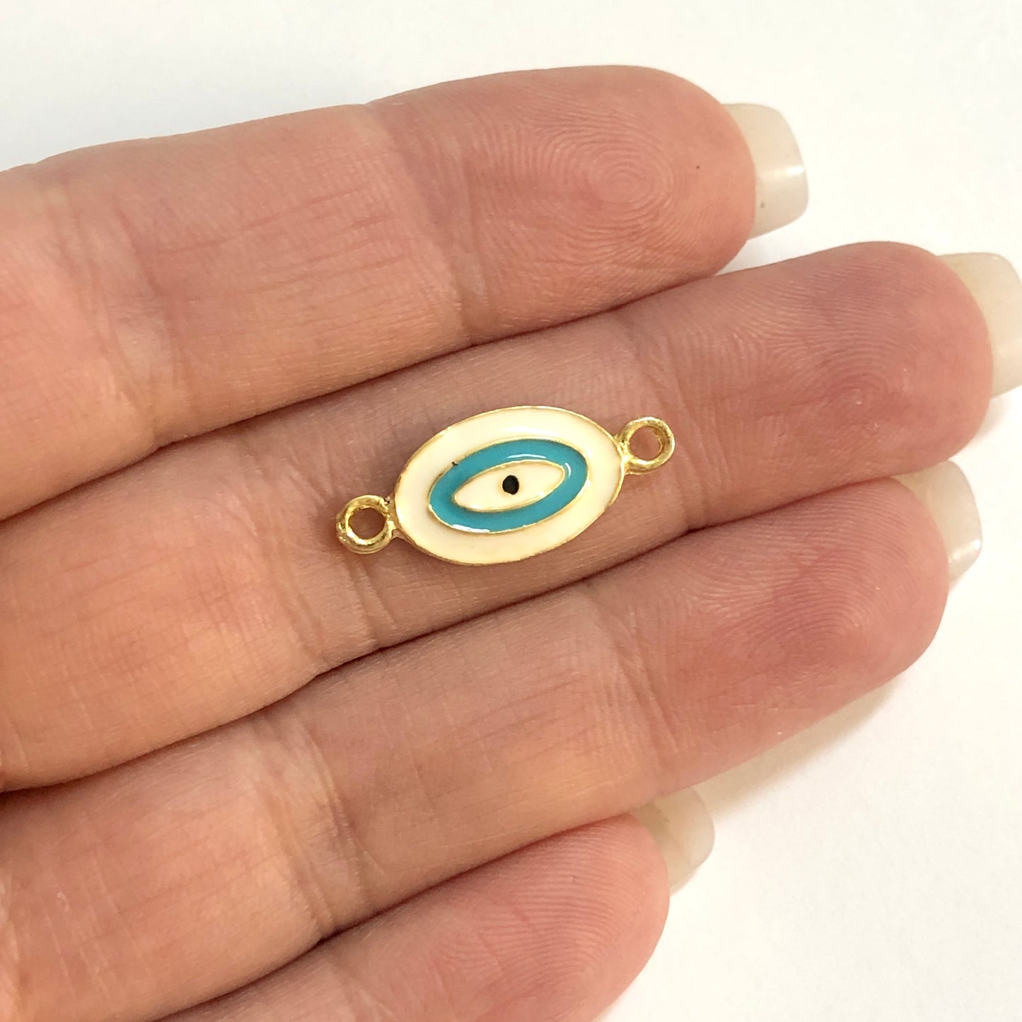 Handmade Washer Evil Eye Beads 13x5 Transparent Blue